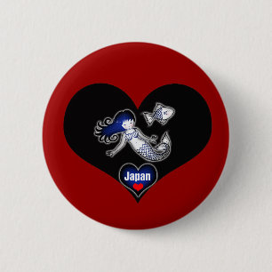 Bóton Redondo 5.08cm Heart Japan Mermaid Botão de Reverso