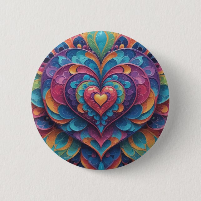 Bóton Redondo 5.08cm Heart Mandala (Frente)