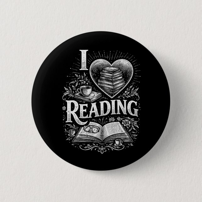 Bóton Redondo 5.08cm Heart of a Book Lover (Frente)