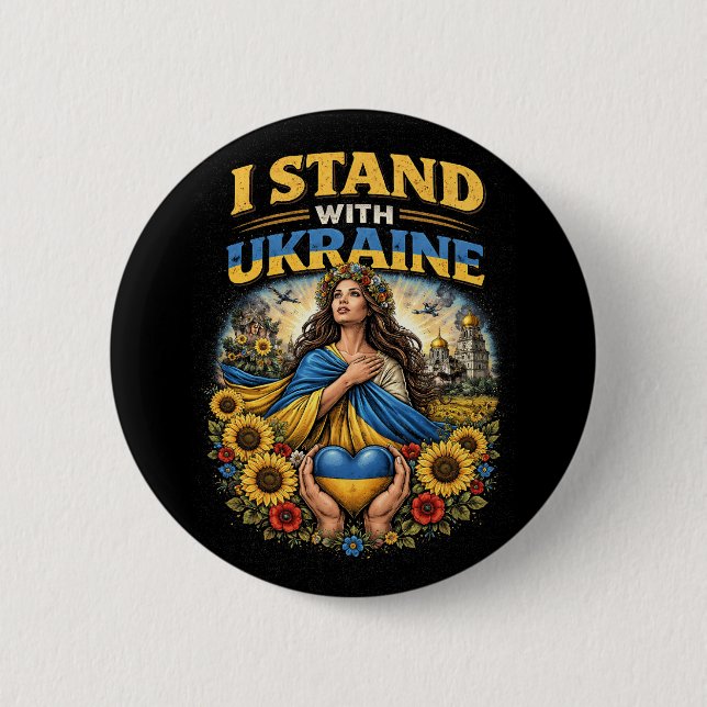 Bóton Redondo 5.08cm Heart of Ukraine (Frente)