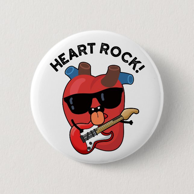Bóton Redondo 5.08cm Heart Rock Funny Music Pun (Frente)