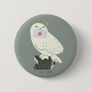Bóton Redondo 5.08cm Hedwig Com Desenho Caprichoso de Carta