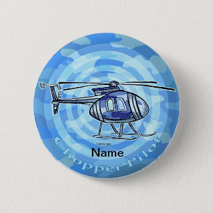 Bóton Redondo 5.08cm Helicóptero Céu Azul