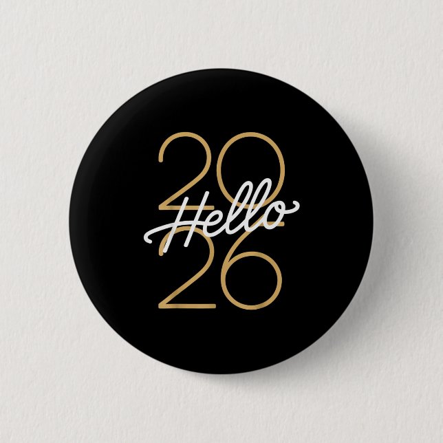 Bóton Redondo 5.08cm Hello 2026 New Year Celebration Eve Party Men Wome (Frente)