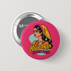 Bóton Redondo 5.08cm Herança Hispânica Desenhada Hispana