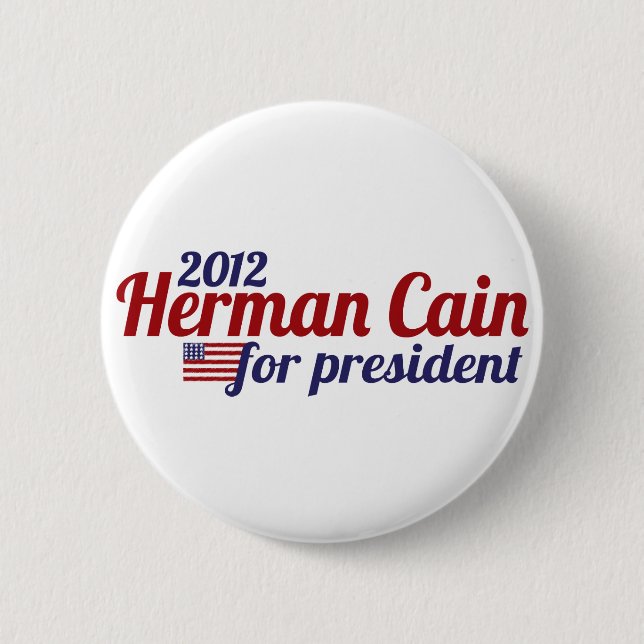 Bóton Redondo 5.08cm Herman Cain 2012 (Frente)