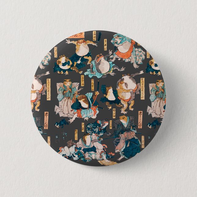 Bóton Redondo 5.08cm Herói animado do Sapo Woodblock ukiyo-e (Frente)