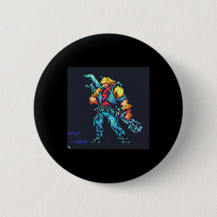 Bóton Redondo 5.08cm Herói (Arte do estilo Pixel do Jogo Retroativo dos