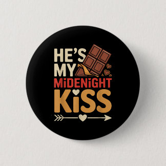 Bóton Redondo 5.08cm Hes My Midnight Kiss Happy New Year Matching Coupl