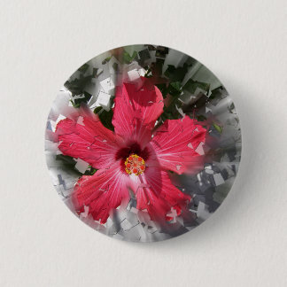 Bóton Redondo 5.08cm Hibiscus Vermelho