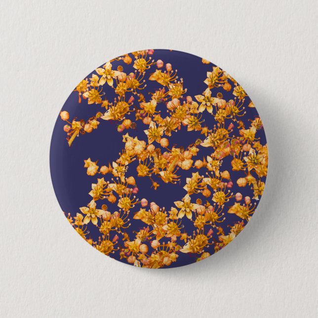 Bóton Redondo 5.08cm hidrangea laranja e marinho (Frente)