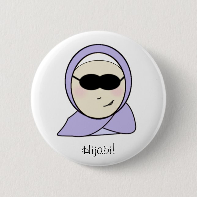 Bóton Redondo 5.08cm Hijabi legal - menina muçulmana islâmica com (Frente)