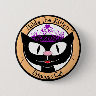 Bóton Redondo 5.08cm Hilda, o Gato da Princesa Kitten™ (Gato de Carto