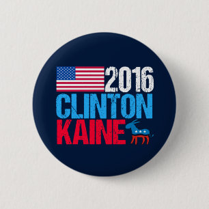 Bóton Redondo 5.08cm Hillary Clinton 2016 Tim Kaine Democrata