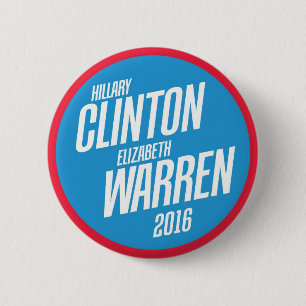 Bóton Redondo 5.08cm Hillary Clinton - botão de Elizabeth Warren 2016