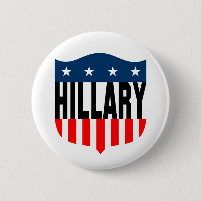 Bóton Redondo 5.08cm hillary clinton : estrelas e listras : (Frente)