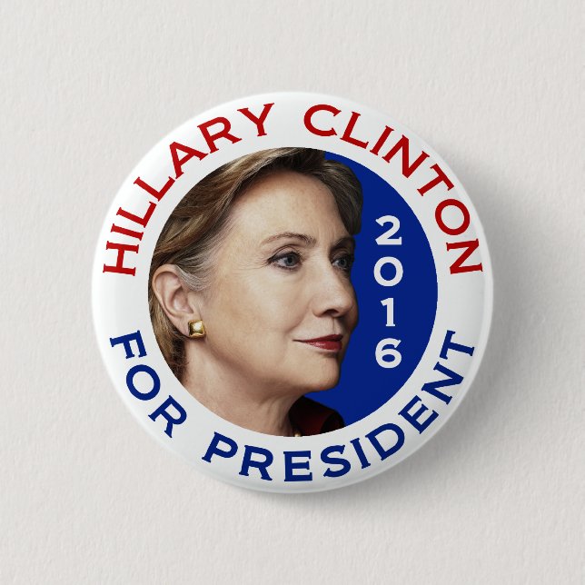 Bóton Redondo 5.08cm Hillary Clinton para o presidente 2016 (Frente)