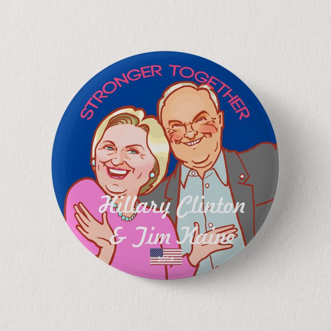 Bóton Redondo 5.08cm Hillary Clinton-Tim Kain 2016 (Frente)