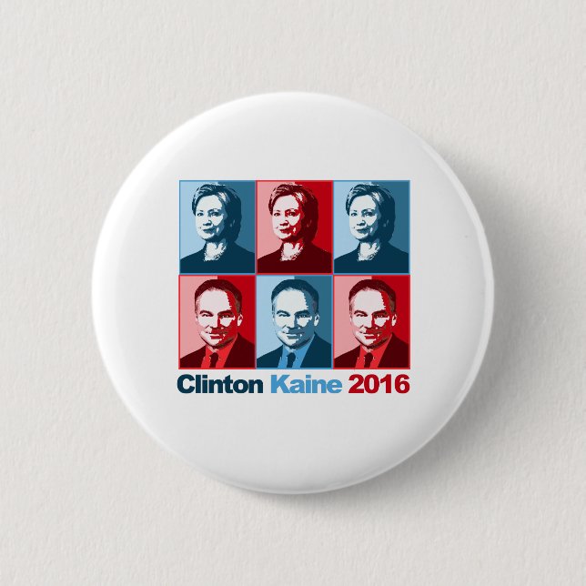 Bóton Redondo 5.08cm Hillary Clinton Tim Kaine 2016 (Frente)