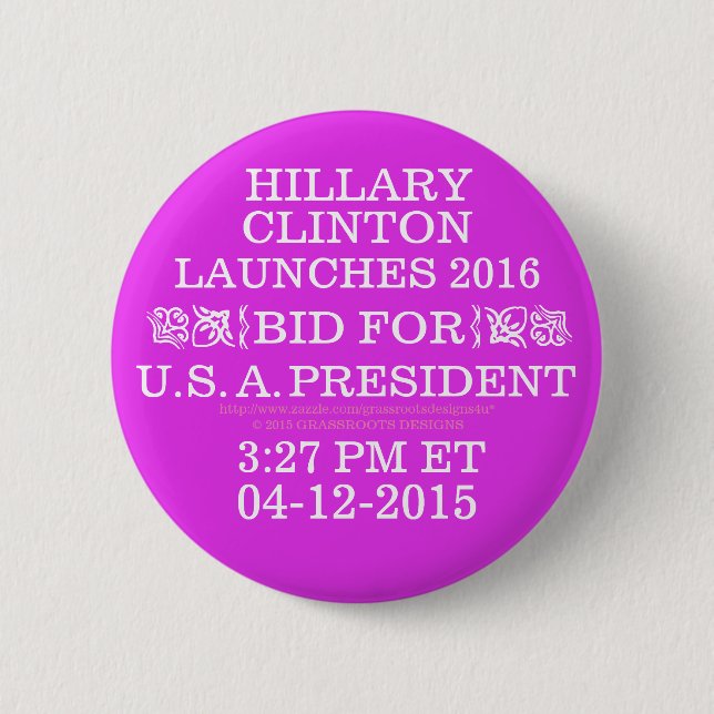 BÓTON REDONDO 5.08CM HILLARY LANÇA UMA PROPOSTA PARA O PRESIDENTE 04-12 (Frente)