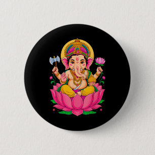 Bóton Redondo 5.08cm Hindou Ganesh Puja Elefante Deus Índia Meditação Y