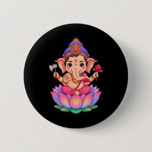 Bóton Redondo 5.08cm Hindu Ganesha Puja Elefante Deus Índia Meditação Y