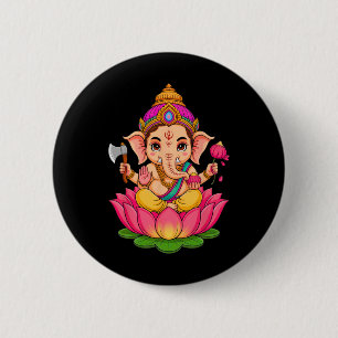 Bóton Redondo 5.08cm Hindu Ganesha Puja Elefante Deus Índia Meditação Y