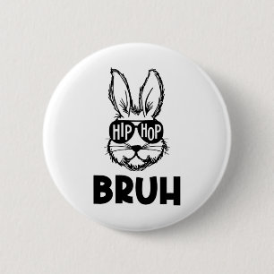 Bóton Redondo 5.08cm Hip Hop Bruh Meme Easter Bunny Face Sungs Men Bo