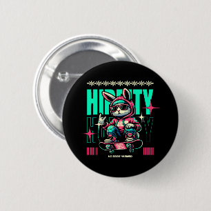 Bóton Redondo 5.08cm Hip-Hop Hoppity - Coelho Skatista Páscoa