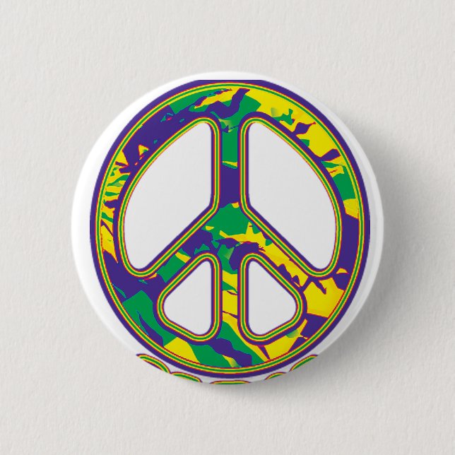Bóton Redondo 5.08cm Hippie Peace Sign 60s 70s (Frente)
