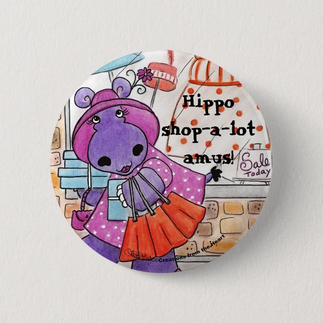 Bóton Redondo 5.08cm Hippo Comprar-Hippo comprar-muitos amus! (Frente)