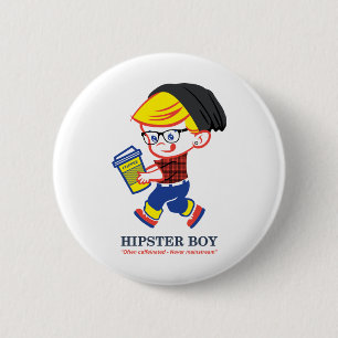 Bóton Redondo 5.08cm Hipster Boy - Ilustração de paródia