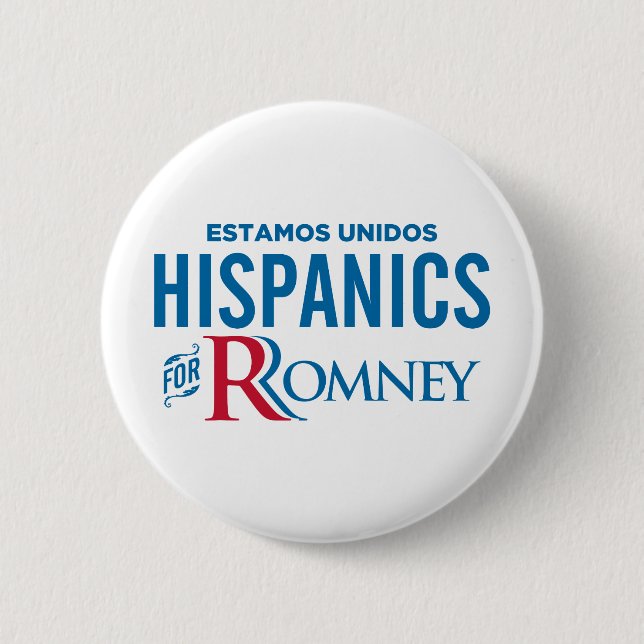 Bóton Redondo 5.08cm Hispânicos para Romney (Frente)
