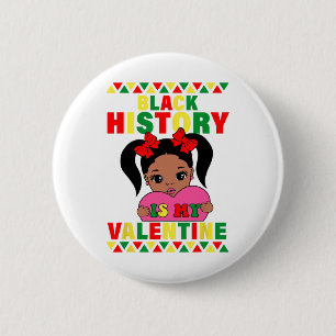 Bóton Redondo 5.08cm História Negra É Meu Dia dos Namorados Garota Afro