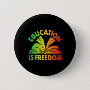 Bóton Redondo 5.08cm História Negra Educação é Livro da Liberdade Preto
