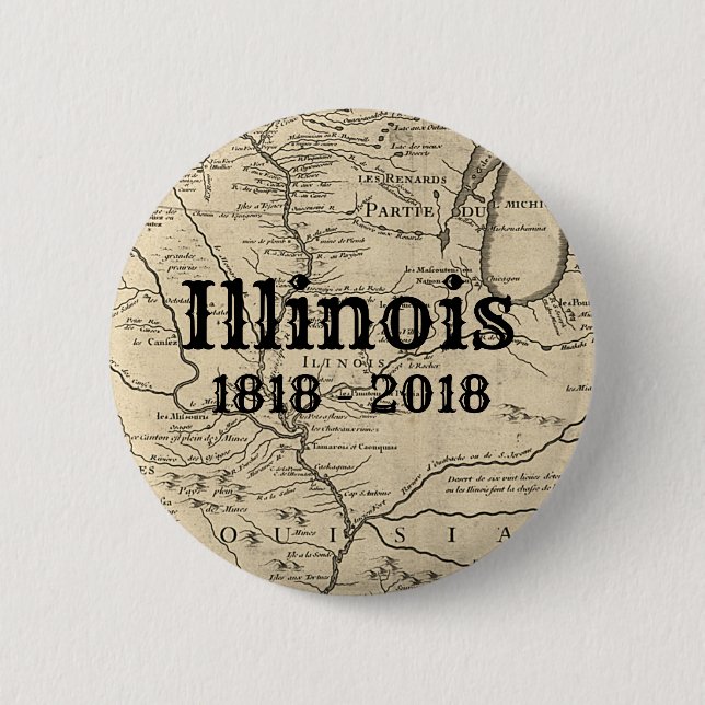 Bóton Redondo 5.08cm Histórica do Bicentenário do Illinois (Frente)