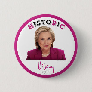 Bóton Redondo 5.08cm Histórico - Hillary Clinton 2016 para o president
