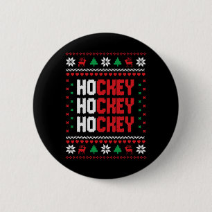 Bóton Redondo 5.08cm Ho Ho Ho Hockey Camisola Feia de Natal Férias Hoc