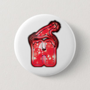 Bóton Redondo 5.08cm Ho Ho! Santa Claus Hat Feliz Estrela De Natal.