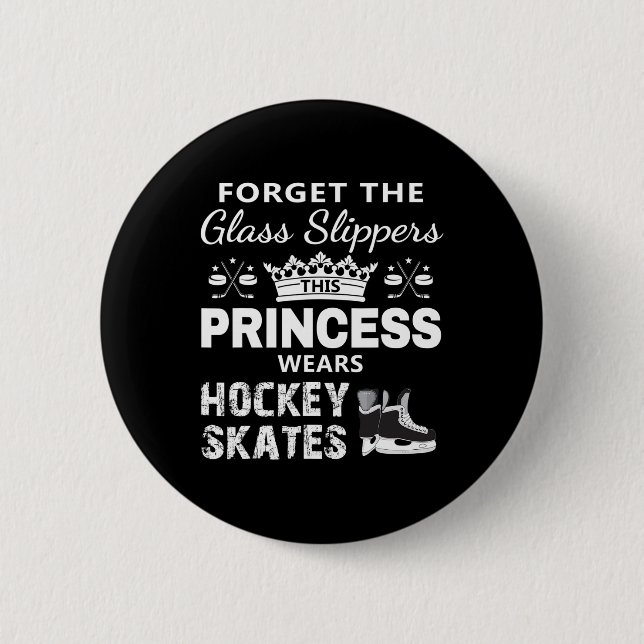 Bóton Redondo 5.08cm Hockey para Meninas - Esta Princesa Veste Ska de H (Frente)