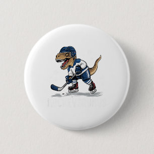 Bóton Redondo 5.08cm Hockeysaurus Dinossauro Engraçado Hockey Crianças
