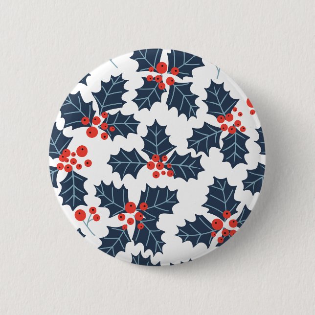 Bóton Redondo 5.08cm Holly berry em branco (Frente)
