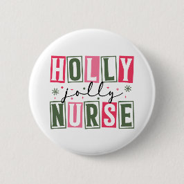 Bóton Redondo 5.08cm Holly Jolly Nurse Button