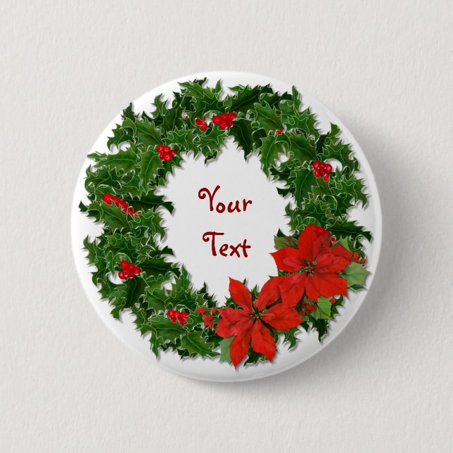 Bóton Redondo 5.08cm Holly Wreath Customize (Frente)