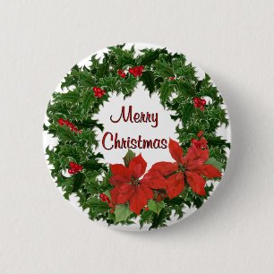 Bóton Redondo 5.08cm Holly Wreath Traditions