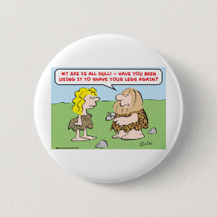 Bóton Redondo 5.08cm homem das cavernas, mulher, machado, shave, pés