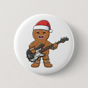 Bóton Redondo 5.08cm Homem de Biscoito de Gengibre Guitarra Elétrica Ro