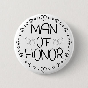 Bóton Redondo 5.08cm Homem de Casamento de Honra