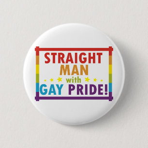 Bóton Redondo 5.08cm Homem reto com orgulho gay