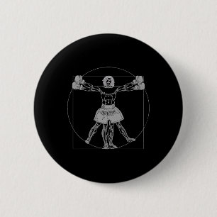 Bóton Redondo 5.08cm Homem Vitruviano de Da Vinci Luta de Rua Muay Thai
